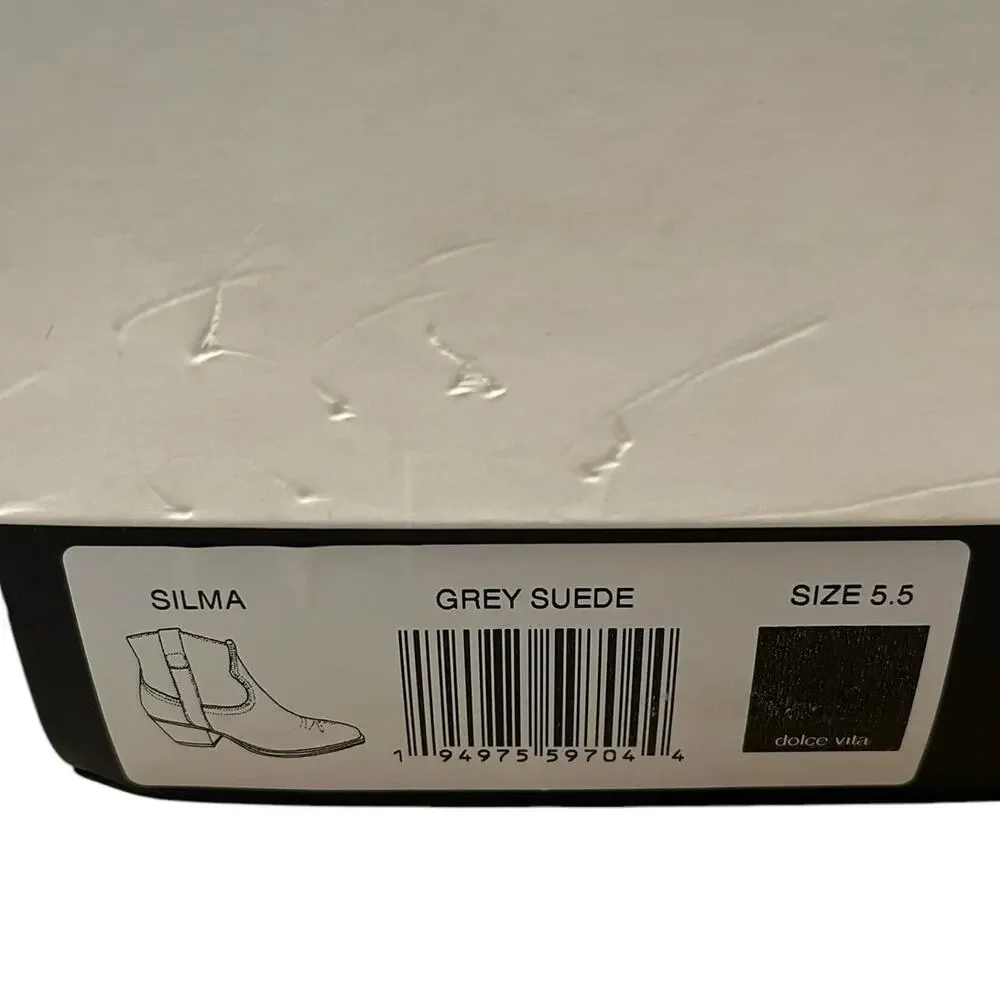 Dolce Vita Womens Silma Grey Gray Suede Mid-Calf Western Bootie Size 5.5 NEW130
